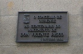 Placa comemorativa Vicente Risco