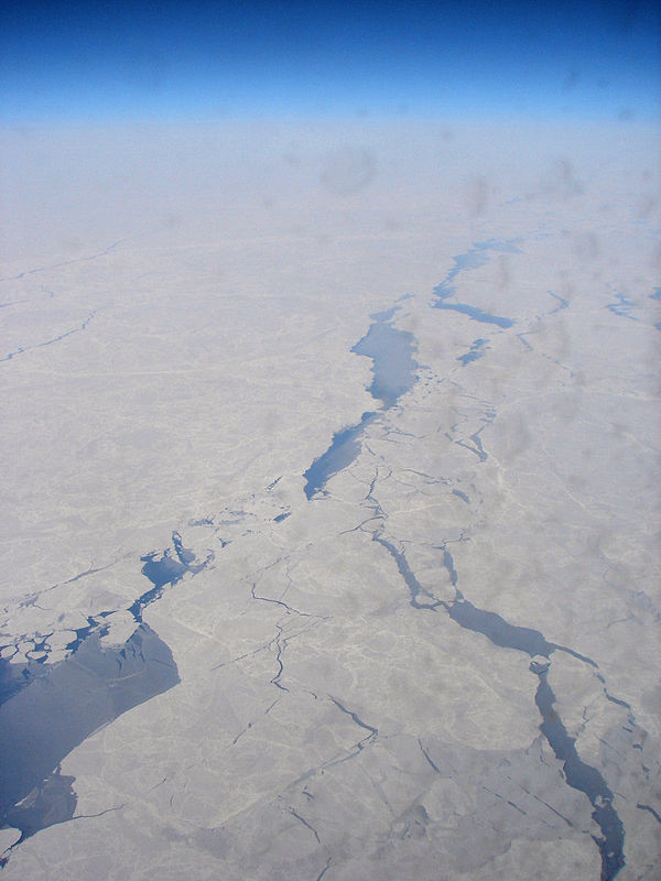 Spring breakup of sea ice on the Chukchi Sea.