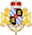 Wappen des Kurfürstentums Bayern mit Collanen des Goldenen Vlieses und des Georgsordens.
