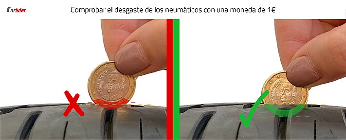 Comprobar desgaste neumático con moneda de 1€