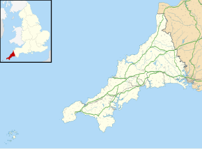 Cornwall with a spot near the western tip highlighted