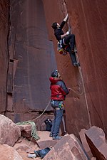 Lead climber (right) and second (left) Creeks Giving - Climbing in Indian Creek, Utah - 3.jpg