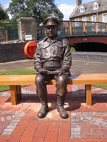 Statue of Captain Mainwaring, Arthur Lowe's Dad's Army character in Thetford.