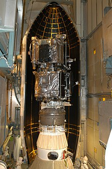 STEREO spacecraft in Delta II fairing Delta II 10L fairing installation around STEREO spacecraft.jpg