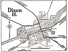 Map of Dixon in 1919 Dixon Illinois 1919 Automobile Blue Book.jpg