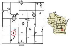 Location of Reeseville in Dodge County, Wisconsin.