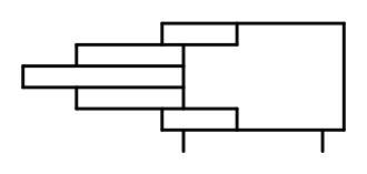 Telescopic cylinder (ISO 1219 symbol) Double acting telescopic cylinder (symbol,ISO1219).svg