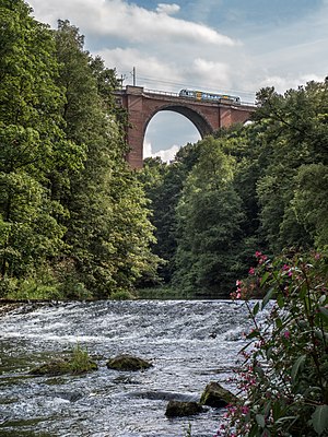 Railway bridge across the river Elster in Saxony