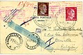 1943 postcard; Nazi propaganda postmark reads Heimkehr ins Großdeutsche Vaterland ("Return to the Great German Fatherland")