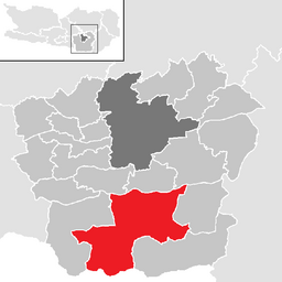 Kommunens läge i distriktet Klagenfurt-Land
