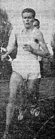 Franc Červan (hier während eines Bahnwettkampfs 1965) – Rennen nicht beendet