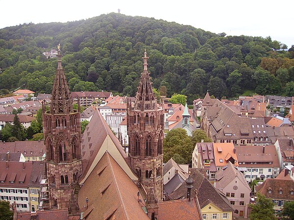 The secondary spires at Freiburg Minster