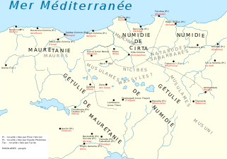 Villes à l'époque du royaume de Maurétanie de Juba II et l'Afrique romaine.