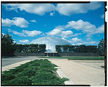 The General Motors Technical Center building, seen here in 1956. General Motors Technical Center, Warren, Michigan, 1945; 1946-56. Dome-00060v.jpg