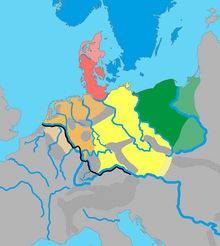 One proposed theory for approximate distribution of the primary Germanic dialect groups in Europe around the year 1 AD. East Germanic
East Germanic
Northwest Germanic West Germanic
Elbe Germanic
Weser-Rhine Germanic
North Sea Germanic
North Germanic
North Germanic Germanic dialects ca. AD 1.png