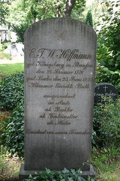 Grave of E. T. A. Hoffmann. Translated, the inscription reads: E. T. W. Hoffmann, born on 24 January 1776, in Königsberg, died on 25 June 1822, in Ber