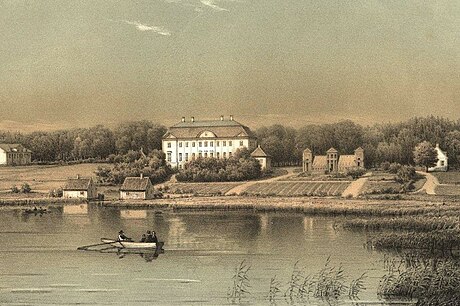 Hedenlunda slott och Hedenlundasjön på 1880-talet.