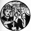 English: Heinrich I. (876-936), king; 12th century Deutsch: Heinrich I. (876-936), erster sächsischer König; Buchmalerei aus einer Handschrift; 12. Jahrhundert