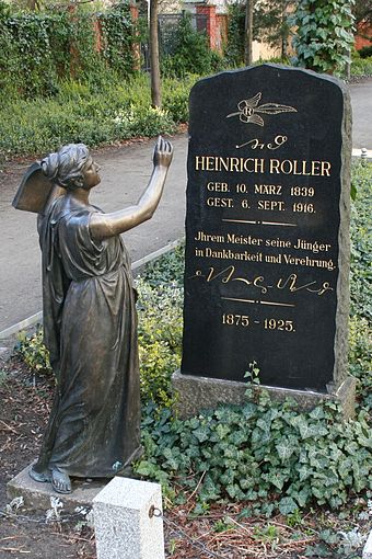 Tombstone of Heinrich Roller, inventor of a German shorthand system, with a sample of his shorthand