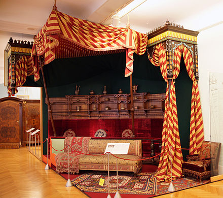 Rudolf, Crown Prince of Austria had his working room decorated in the Turkish style in 1881. It is partially preserved at the Imperial Furniture Collection in Vienna.