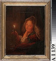 Nuori tyttö kynttilä kädessä, kopio Gottfried Schalckerin mukaan