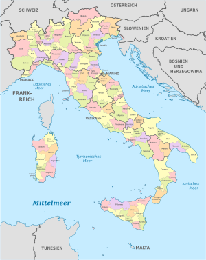 Italy, administrative divisions - de (provinces) - colored.svg