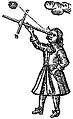 Mesure de la hauteur du soleil avec un bâton de Jacob,John Seller (en), Practical navigation 1reéd. 1669.