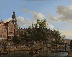 Jan van der Heyden: De Bierkaay op de O.Z. Voorburgwal, rond 1670