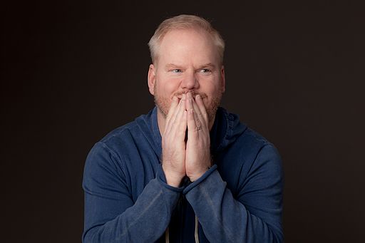 Jim Gaffigan making a goofy excited face, Jan 2014, NYC