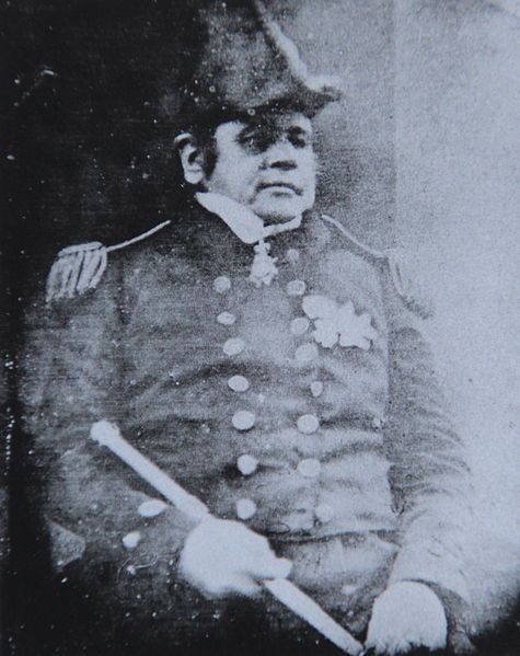 Daguerreotype photograph of Franklin taken in 1845, prior to the expedition's departure. He is wearing the 1843–1846 pattern Royal Navy undress tailco