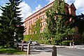 The red-brick building of the Kallavesi High School in Kuopio, Finland