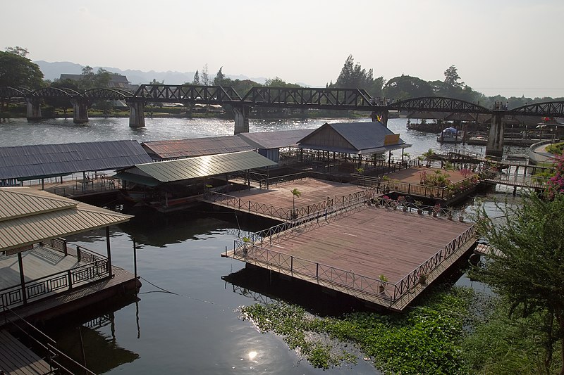 File:Kanchanaburi, Kwai River and River Kwai bridge, Thailand.jpg