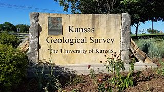 The sign for the Kansas Geological Survey offices in Lawrence, carved from the state's unique Fencepost limestone. Kansas Geological Survey 01.jpg