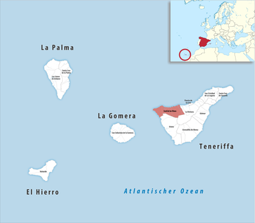 Die Lage des Gerichtsbezirk Icod de los Vinos in der Provinz Santa Cruz de Tenerife