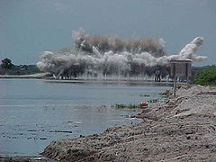 Image 51Structure 65B on the Kissimmee River is destroyed by the Corps of Engineers in 2000 to restore the natural flow of the river. (from Restoration of the Everglades)
