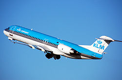 A KLM Cityhopper Fokker 100