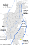 Lage der Gemeinde Klosterlechfeld im Landkreis Augsburg