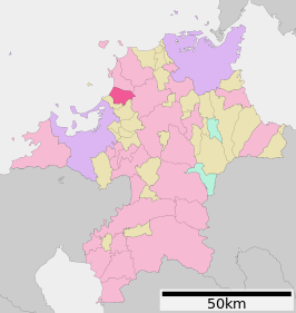 Situering van Koga in de prefectuur Fukuoka