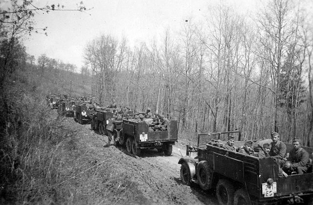 A convoy of Hungarian troops in Russia in 1942