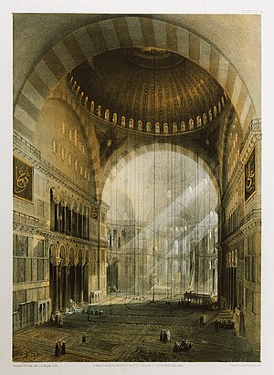 L'intérieur et l'extérieur de la mosquée, avant sa restauration - Fossati Gaspard - 1852.jpg