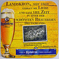 Bierdeckel mit Bild der Brauerei