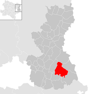 Location of the municipality of Lassee in the Gänserndorf district (clickable map)