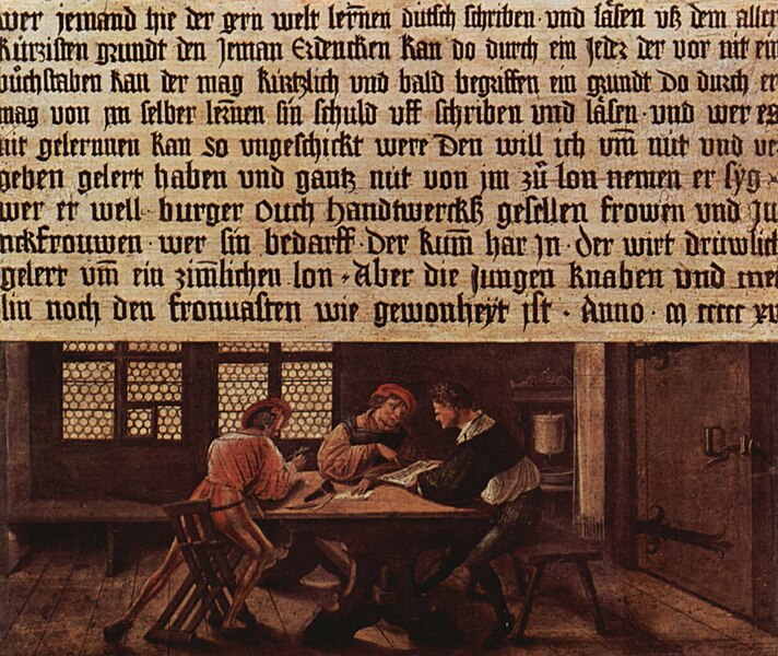 File:Leitsätze eines Schulmeisters, Szene- Unterricht für Erwachsene (1516) - Hans Holbein d. J. (Kunstmuseum Basel).jpg