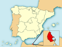 Location of Melilla, where Nationalist forces started their campaign in 1936 Localizacion de Melilla.svg