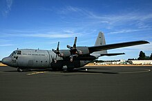 A 40 Squadron Hercules on a visit to Australia in 2010 Lockheed C-130H Hercules (NZ7002) of No 40 Squadron of the Royal New Zealand Air Force at Hobart International Airport.jpg