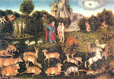 The Garden of Eden by Lucas Cranach der Ältere, a 16th-century German depiction of Eden