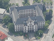 Luftbild vom Rathaus der Stadt Hamm (ehemaliges Oberlandesgericht)