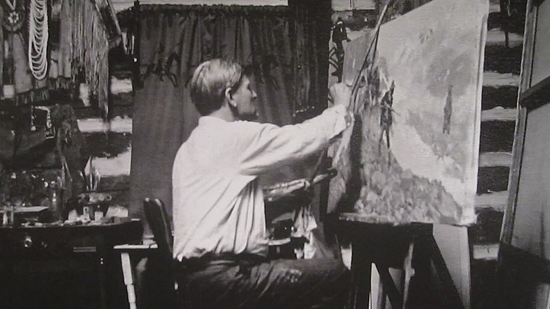 Russell working in his studio in Great Falls, Montana