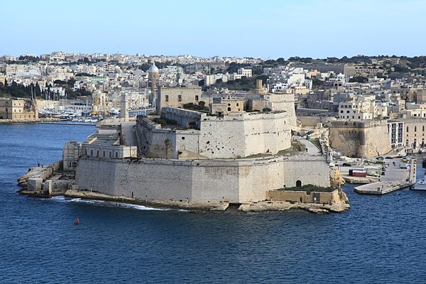 Fort St. Angelo in Birgu, rebuilt by the Knights Hospitaller, who still enjoy limited extraterritoriality there