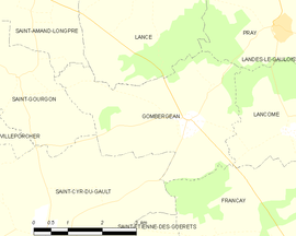 Mapa obce Gombergean